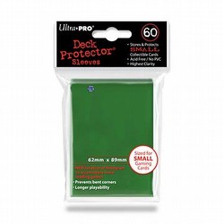 Ultra Pro Small Size Deck Protectors Box - Green [10 packs/62mm x 89mm] (New Hologram Location)