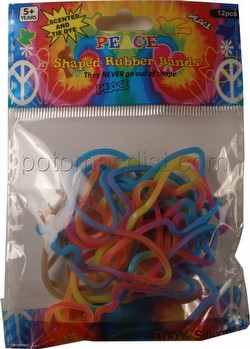 Peace Shaped Scented/Tie Dye Rubber Bands (Bandz) [12 packs]