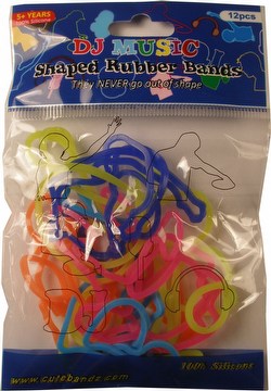DJ Music Shaped Rubber Bands (Bandz) [12 packs]