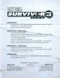 Raw Deal CCG: Survivor Series 3 Rumble Pack #8 [Rock, People's Champ, Big Show]