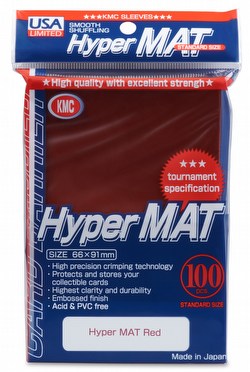 KMC Hyper Matte USA 100 ct. Standard Size Sleeves - Red [10 packs]