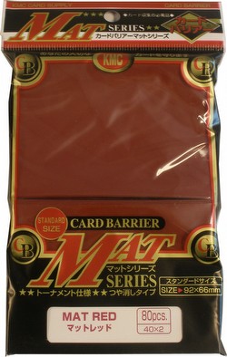 KMC Card Barrier Mat Series Standard Size Sleeves - Matte Red Case [30 packs]