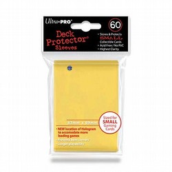 Ultra Pro Small Size Deck Protectors Box - Yellow [10 packs/62mm x 89mm] (New Hologram Location)
