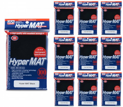 KMC Hyper Matte USA 100 ct. Standard Size Sleeves - Black [10 packs]