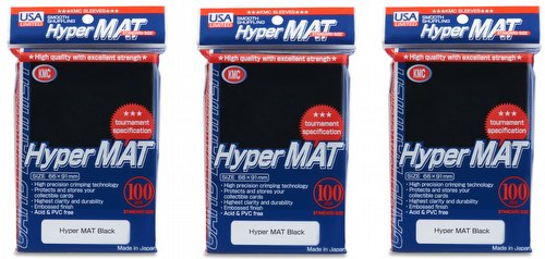 KMC Hyper Matte USA 100 ct. Standard Size Sleeves - Black [3 packs]