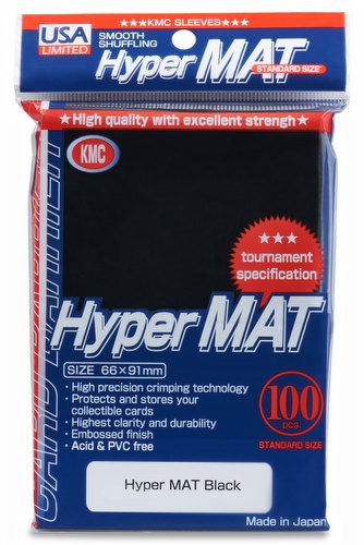 KMC Hyper Matte USA 100 ct. Standard Size Sleeves - Black Pack