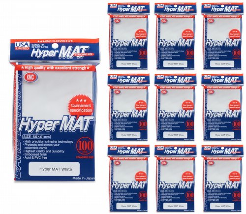 KMC Hyper Matte USA 100 ct. Standard Size Sleeves - White [10 packs]