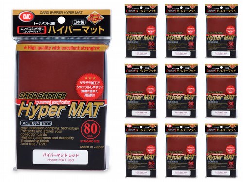 KMC Card Barrier Mat Series Standard Size Sleeves - New Hyper Matte Red [10 packs]