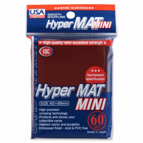 KMC Card Barrier Hyper Mat Mini Yu-Gi-Oh Size Sleeves - Hyper Matte Red [5 packs]