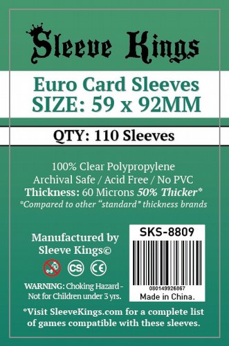 Sleeve Kings Euro Board Game Sleeves [59mm x 92mm/10 packs]