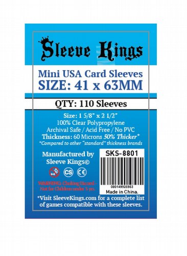 Sleeve Kings Mini USA American Board Game Sleeves Pack [41mm x 63mm]