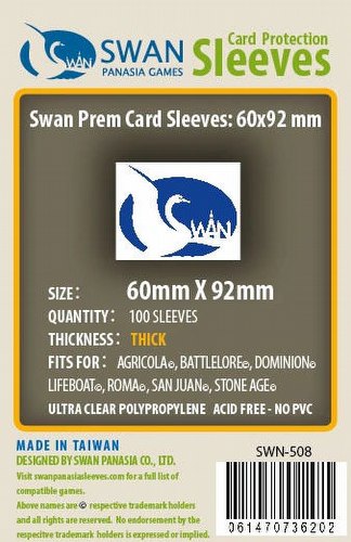 Swan Panasia Standard European Premium Board Game Sleeves Pack [60mm x 92mm]