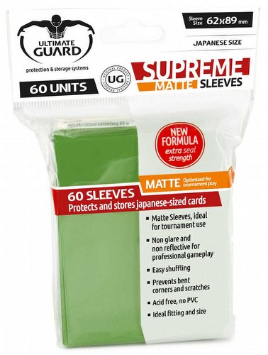 Ultimate Guard Supreme Yu-Gi-Oh/Japanese Size Matte Green Sleeves Box [10 packs]