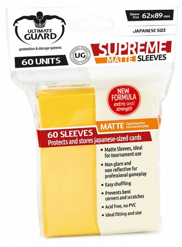 Ultimate Guard Supreme Yu-Gi-Oh/Japanese Size Matte Yellow Sleeves Box [10 packs]