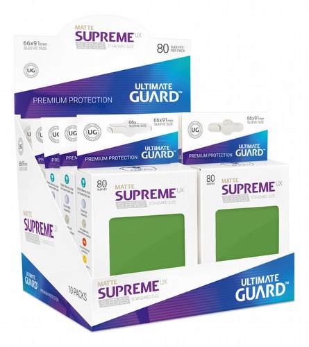 Ultimate Guard Supreme UX Standard Size Matte Green Sleeves Box [10 packs]