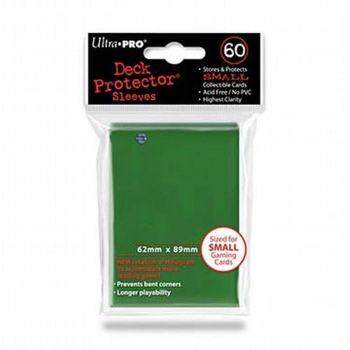 Ultra Pro Small Size Deck Protectors Pack - Green [62mm x 89mm] (New Hologram Location)