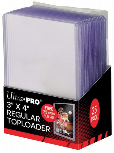 Ultra Pro 3" x 4" Lite Gauge (Regular) Toploaders Pack [1 pack of 25 Toploaders with 25 sleeves]