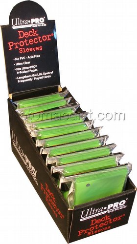 Ultra Pro Small Size Deck Protectors Box - Lime Green [10 packs/62mm x 89mm] (New Hologrm Location)