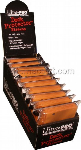 Ultra Pro Small Size Deck Protectors Box - Orange [10 packs/62mm x 89mm] (New Hologram Location)