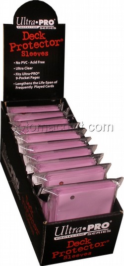 Ultra Pro Small Size Deck Protectors Box - Pink [10 packs/62mm x 89mm] (New Hologram Location)